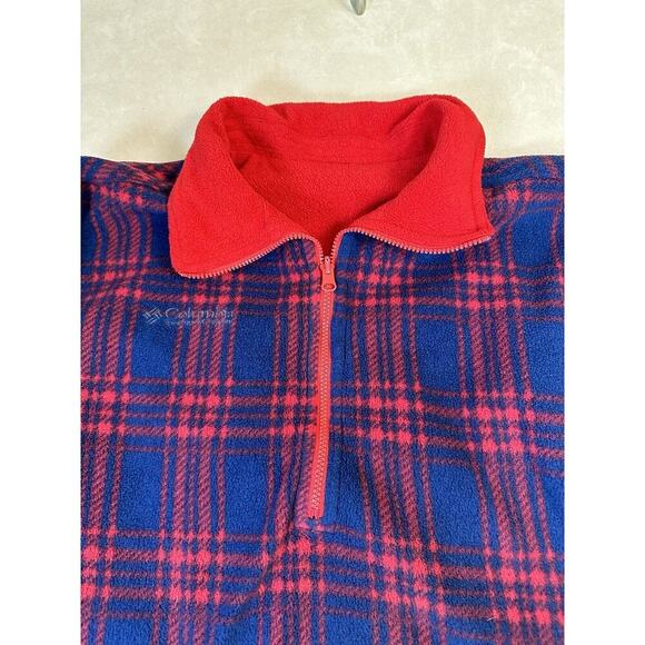 Vintage Columbia REVERSIBLE Pullover- Heavy Made In USA Quarter Zip Red Large - Picture 10 of 16